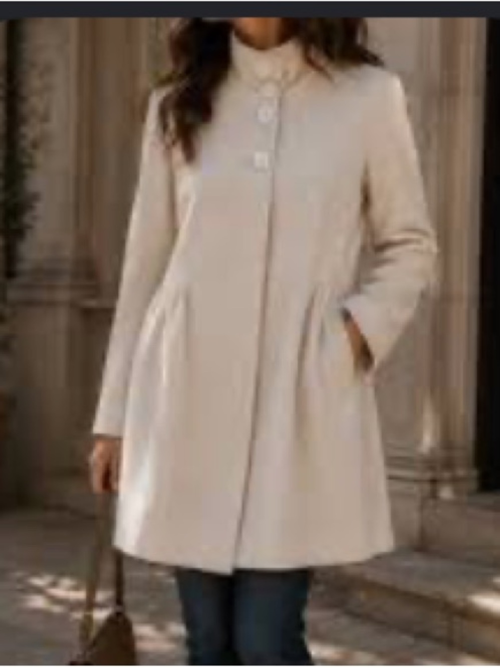 Katherine Barclay Wool Blend Funnel neck coat Twee Sz S